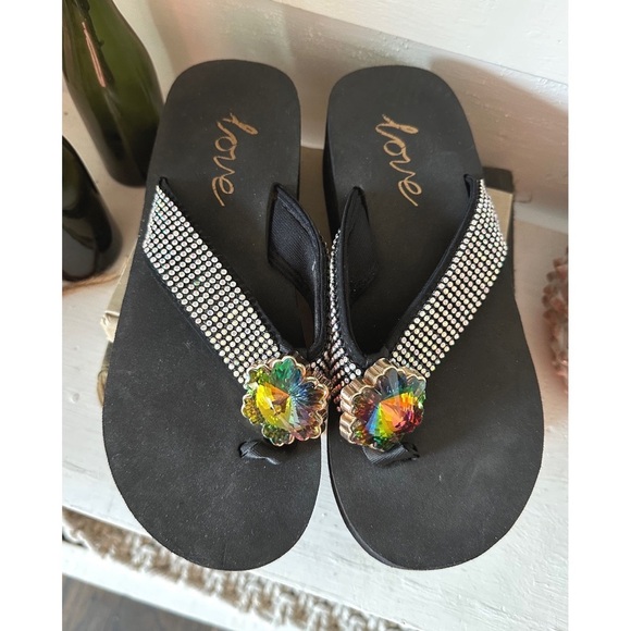 Rhinestone iridescent rhinestone sandals - Picture 2 of 4